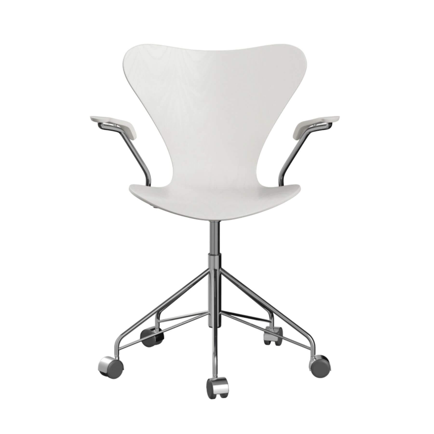 Fritz Hansen Series 7 Swivel Armchair Coloured Veneer White Designer Furniture From Holloways Of Ludlow