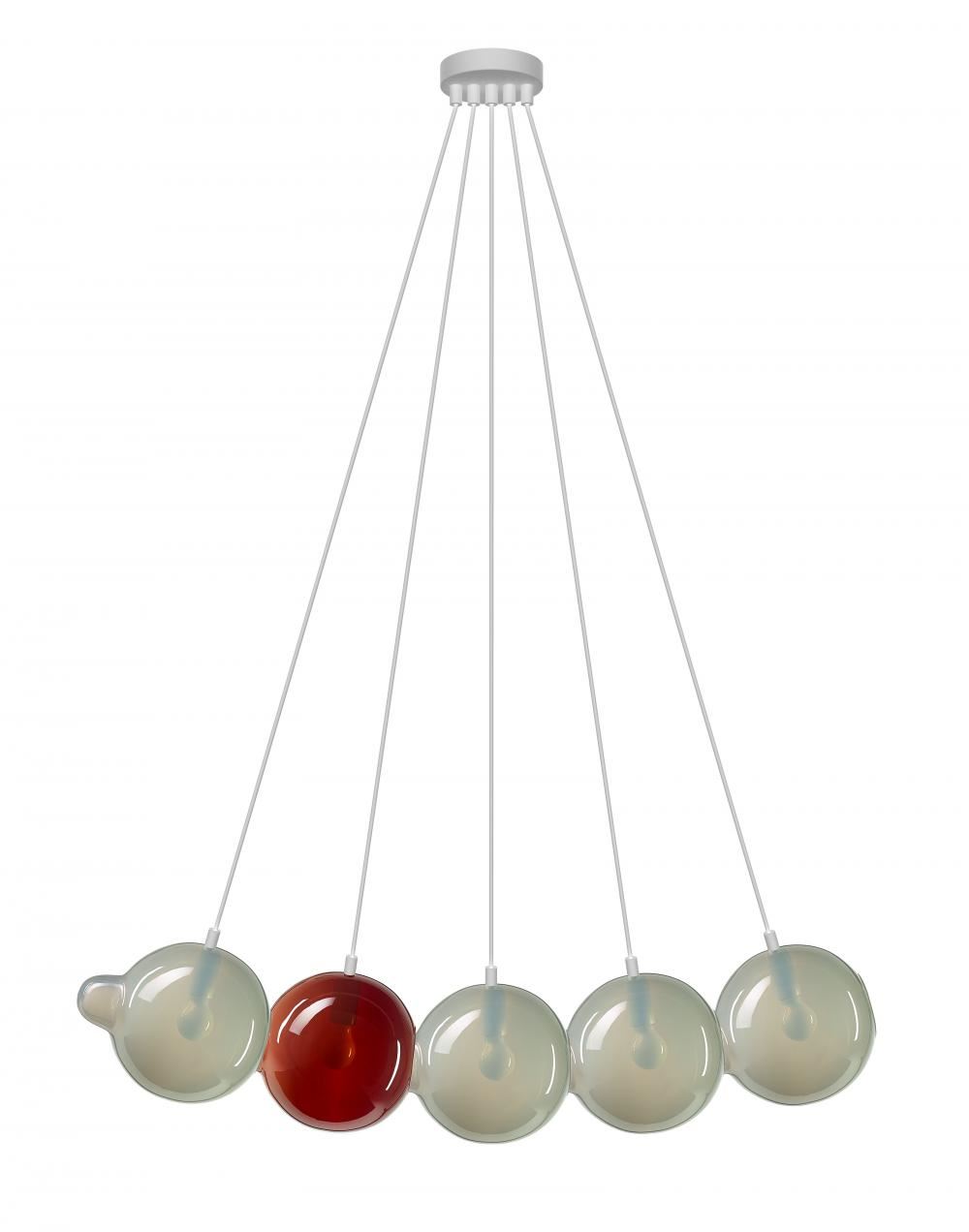 Pendulum Pendant 5 Light Grey Dark Red