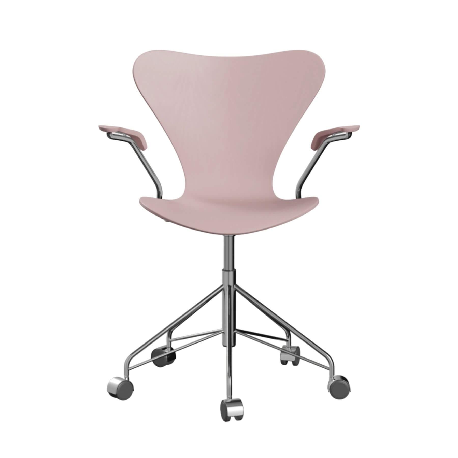 Fritz Hansen Series 7 Swivel Armchair Coloured Veneer Pale Rose Pink Designer Furniture From Holloways Of Ludlow