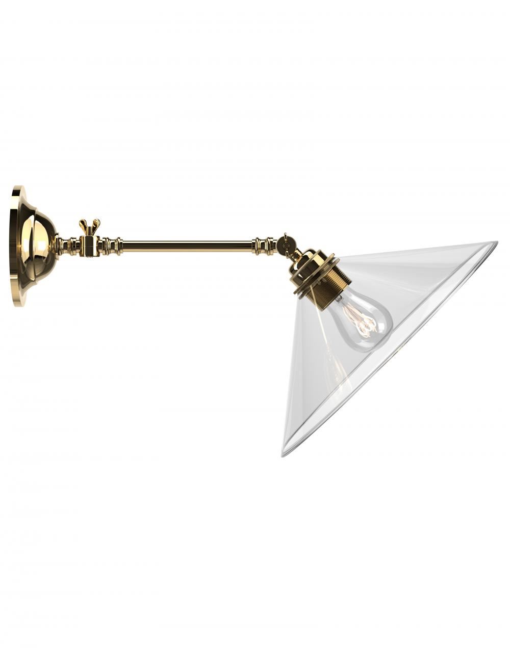 Fritz Fryer Hay Adjustable Reading Light Clear Polished Brass Wall Lighting Clear