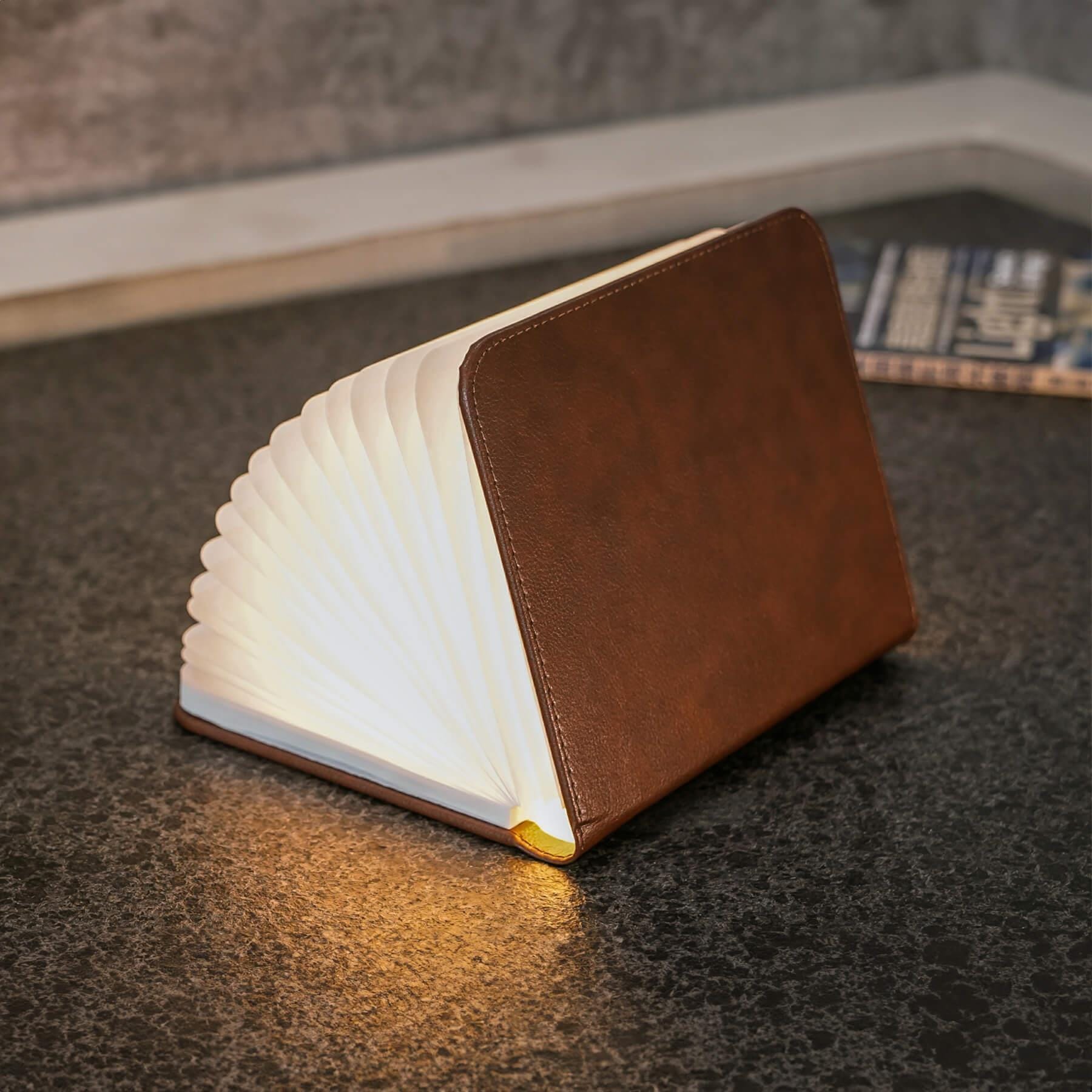 Smart Book Table Lamp Large Brown Fibre Leather Designer Lighting From Holloways Of Ludlow