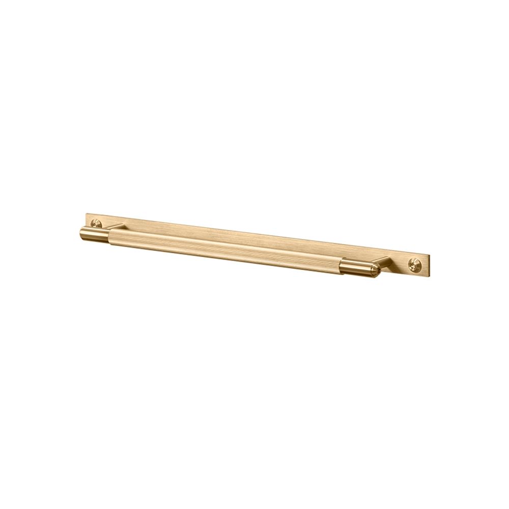 Pull Bar Medium With Plate Linear Pattern Brass