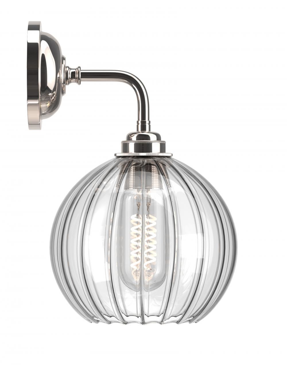 Hereford Globe Wall Light Ribbed Nickel