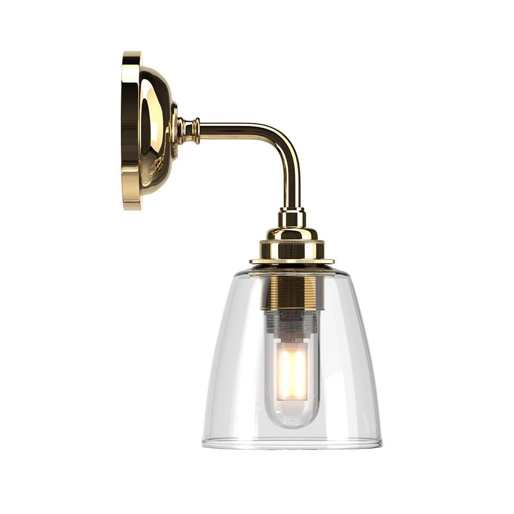 Pixley Bathroom Wall Light Clear Polished Brass
