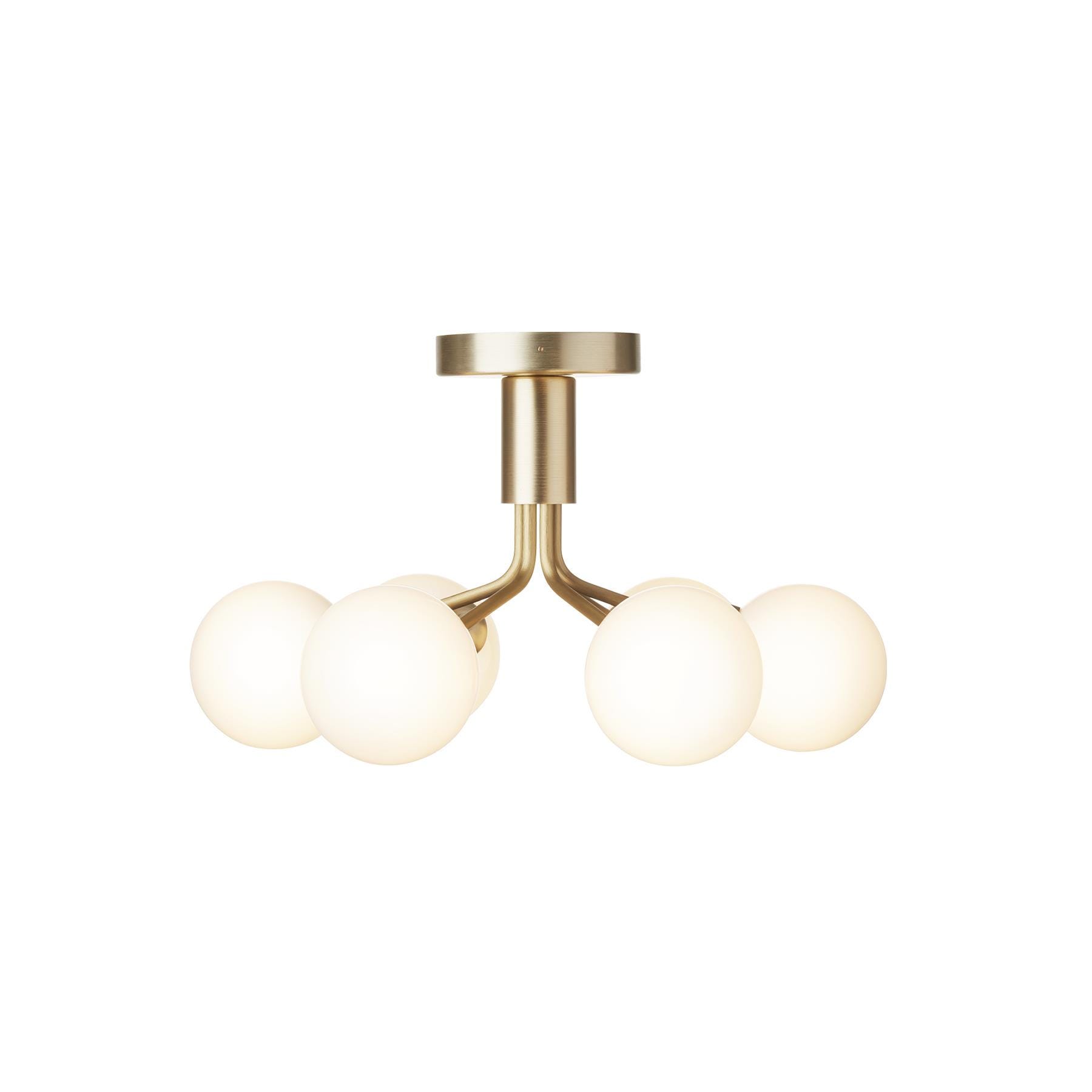 Nuura Apiales 6 Ceiling Light Brushed Brass Opal White Brassgold