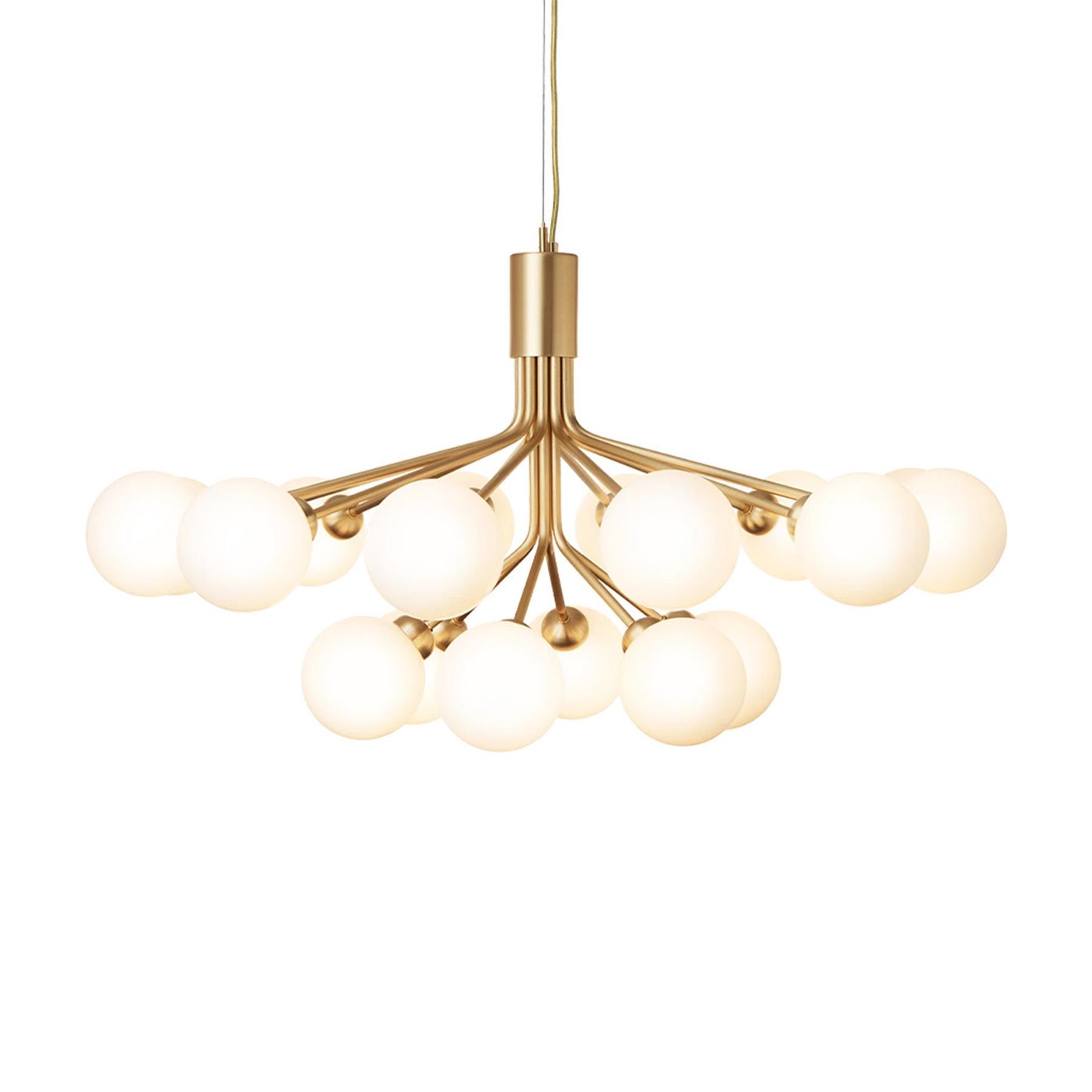 Nuura Apiales Chandelier 18 Globes Brushed Brass Opal Brassgold