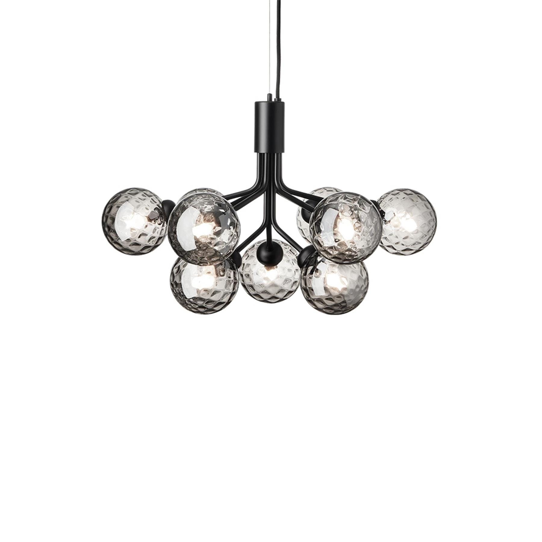 Nuura Apiales Chandelier 9 Globes Satin Black Smoked Black