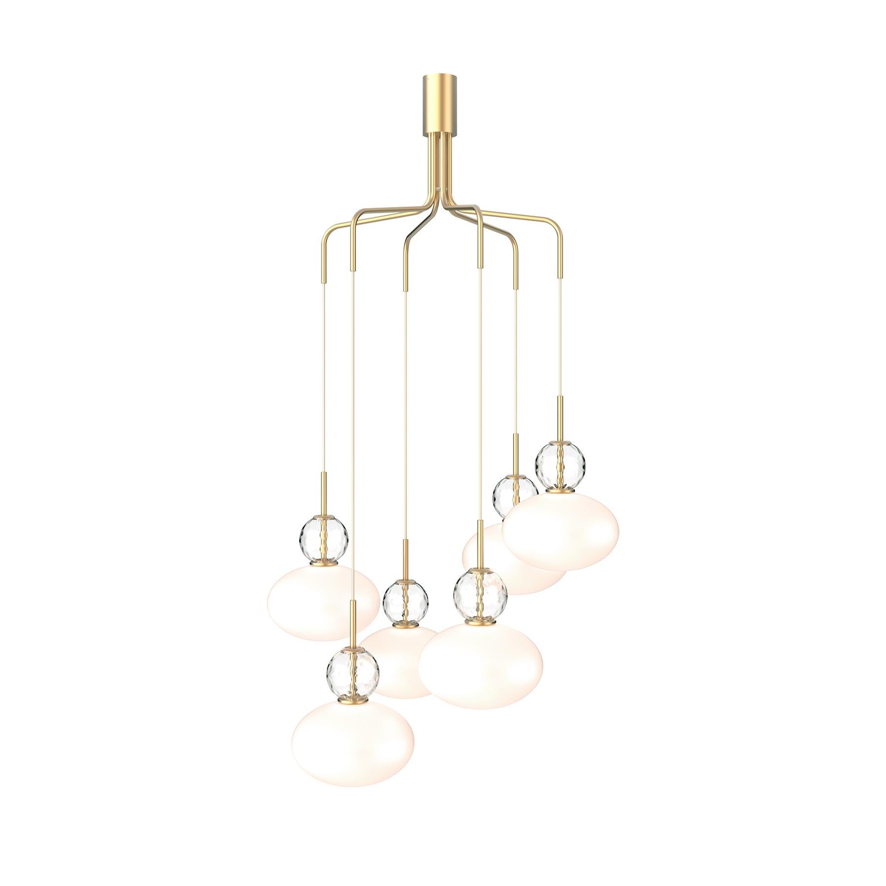 Nuura Rizzatto Cluster 6 Ceiling Light Satin Brass Opal White Brassgold