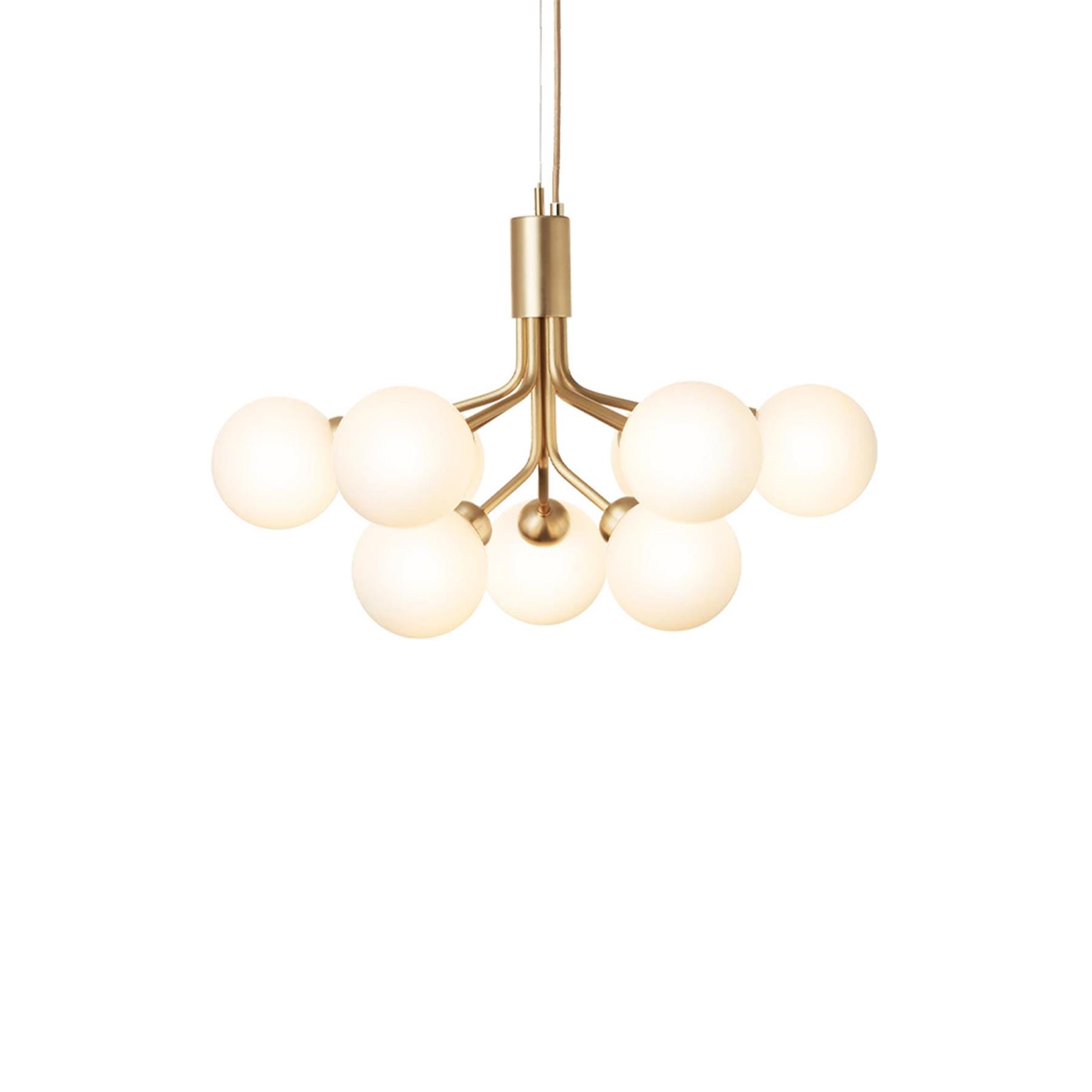 Nuura Apiales Chandelier 9 Globes Brushed Brass Opal Brassgold