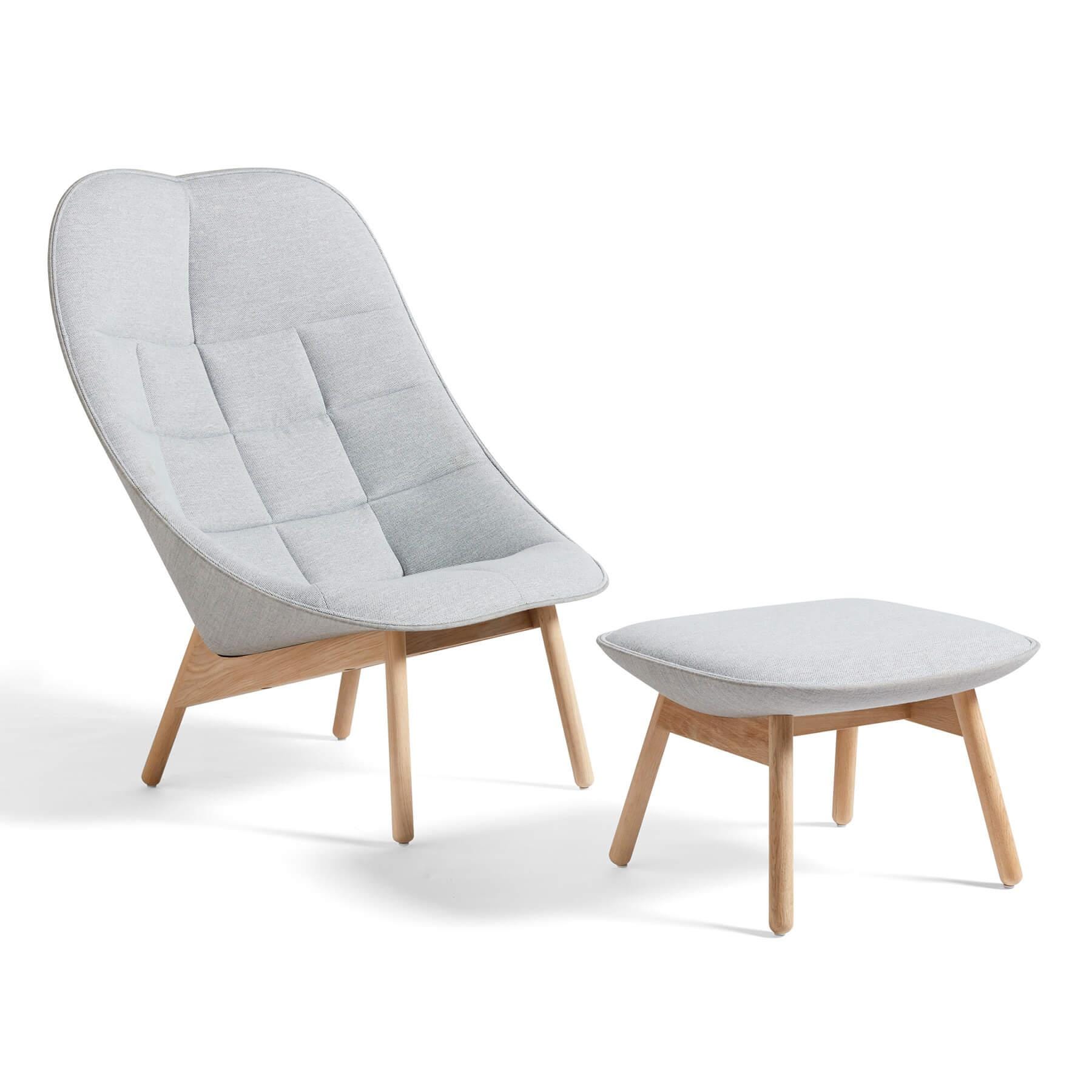 Hay Uchiwa Lounge Chair Quilted Mode 002 Remix 123 Oak Base With Ottoman Grey Designer Furniture From Holloways Of Ludlow
