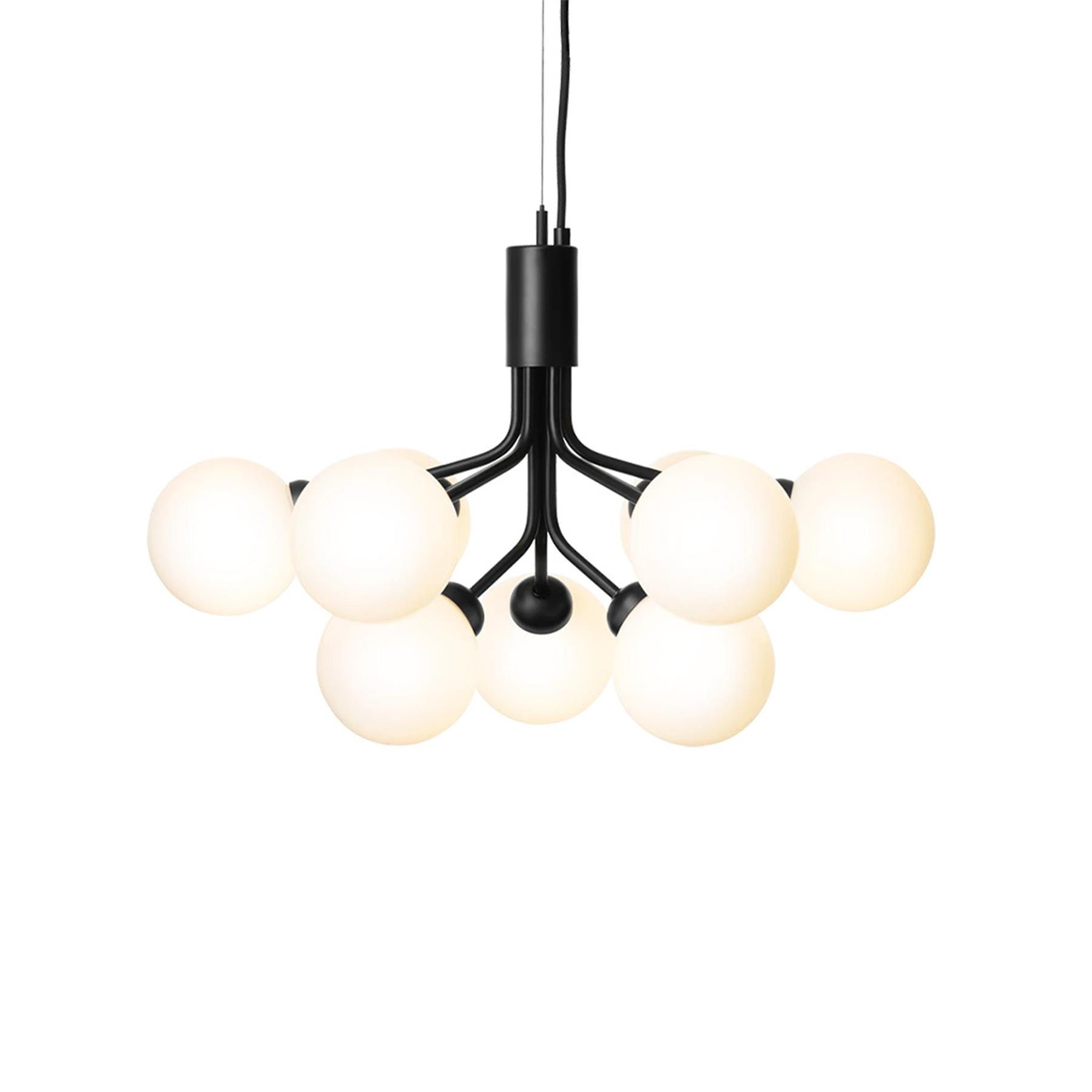 Nuura Apiales Chandelier 9 Globes Satin Black Opal Brassgold