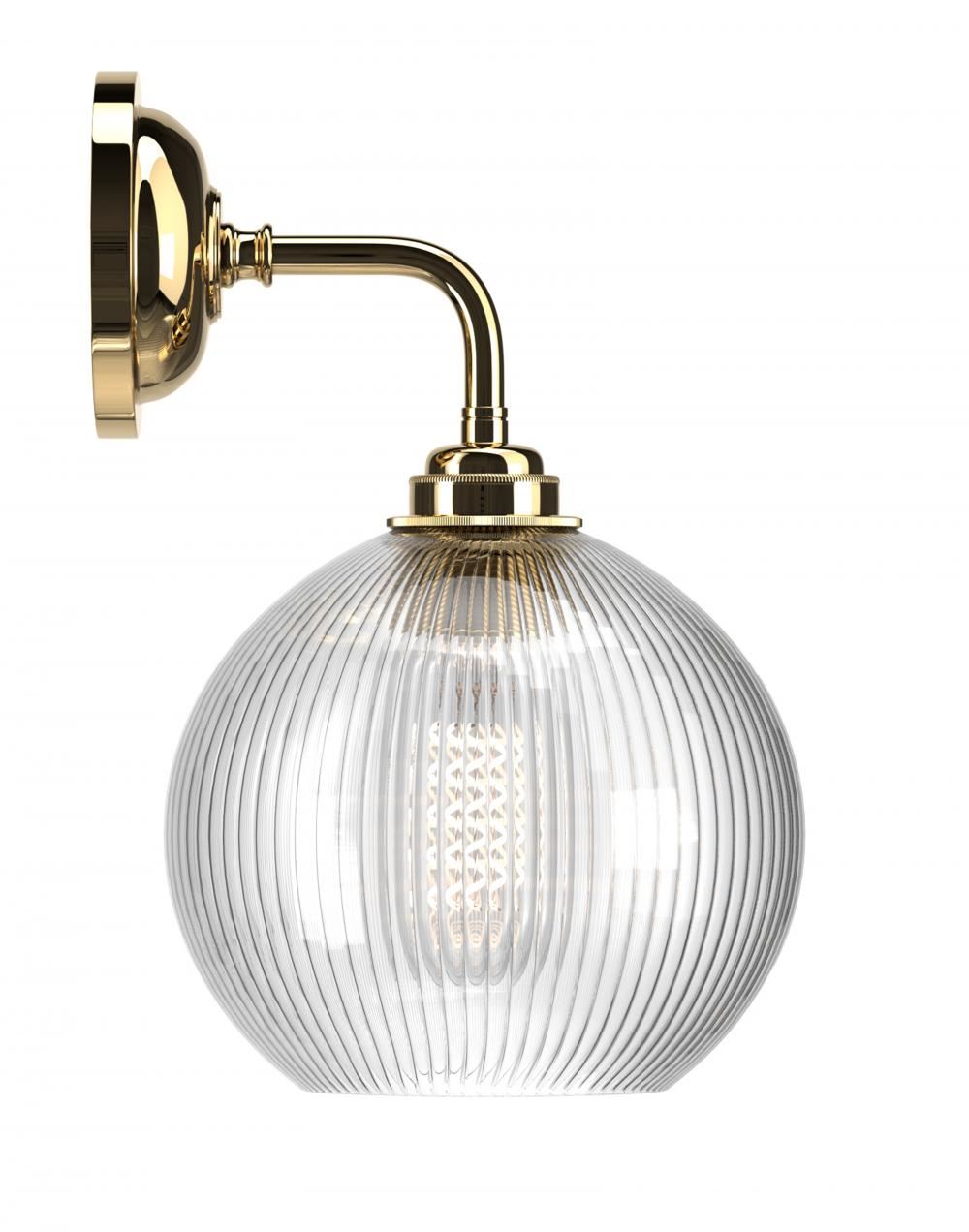 Hereford Globe Wall Light Skinny Ribbed Polished Brass