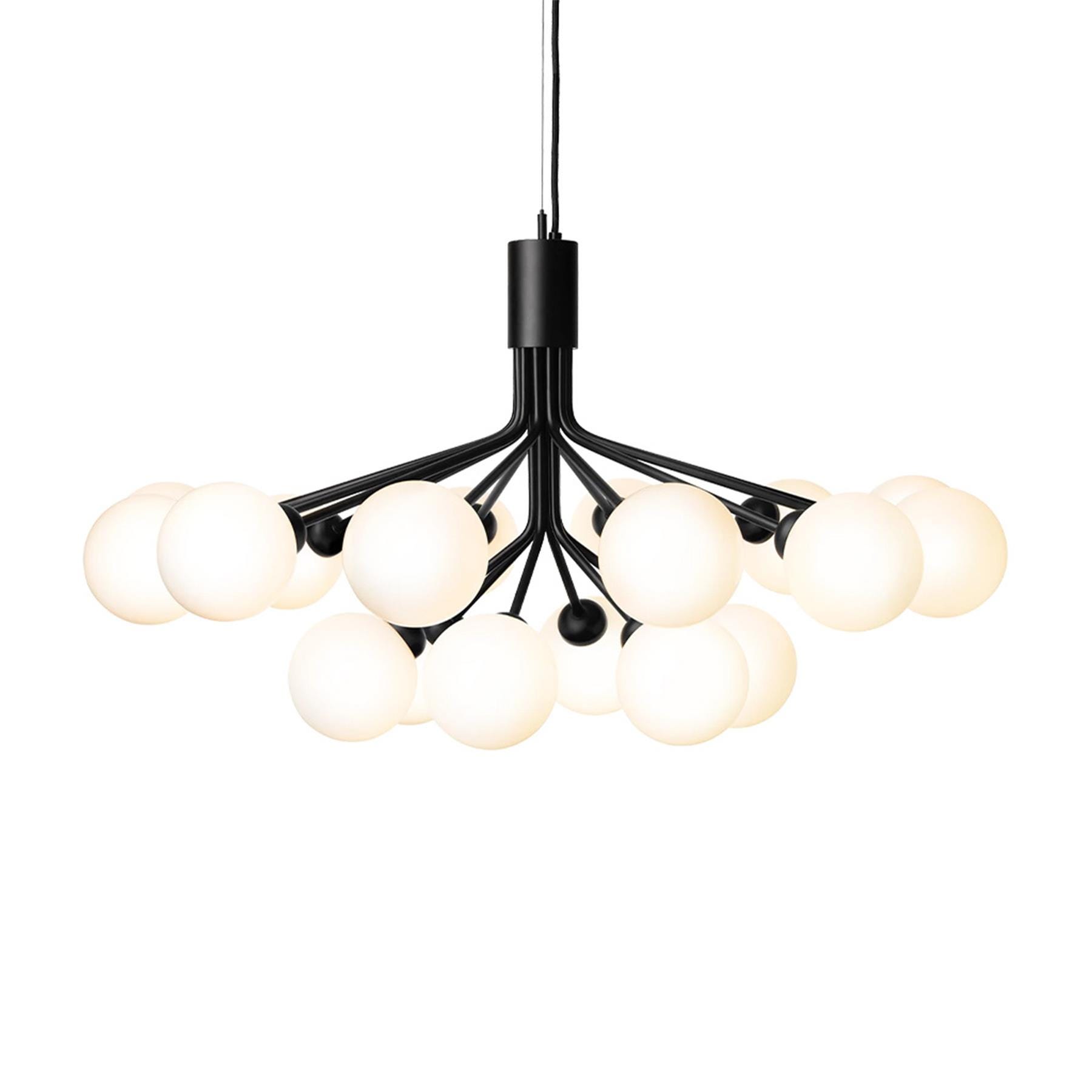 Nuura Apiales Chandelier 18 Globes Satin Black Opal Brassgold