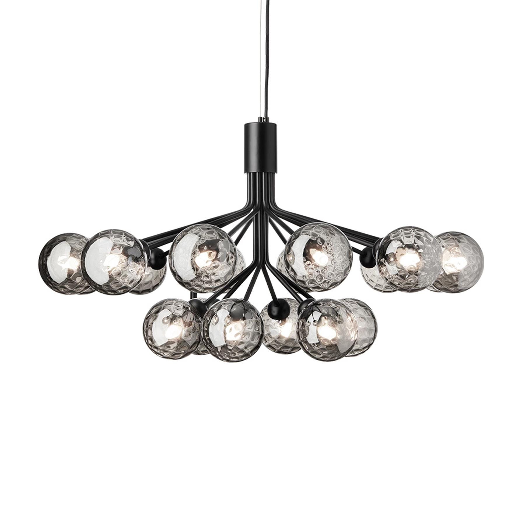 Nuura Apiales Chandelier 18 Globes Satin Black Smoked Black