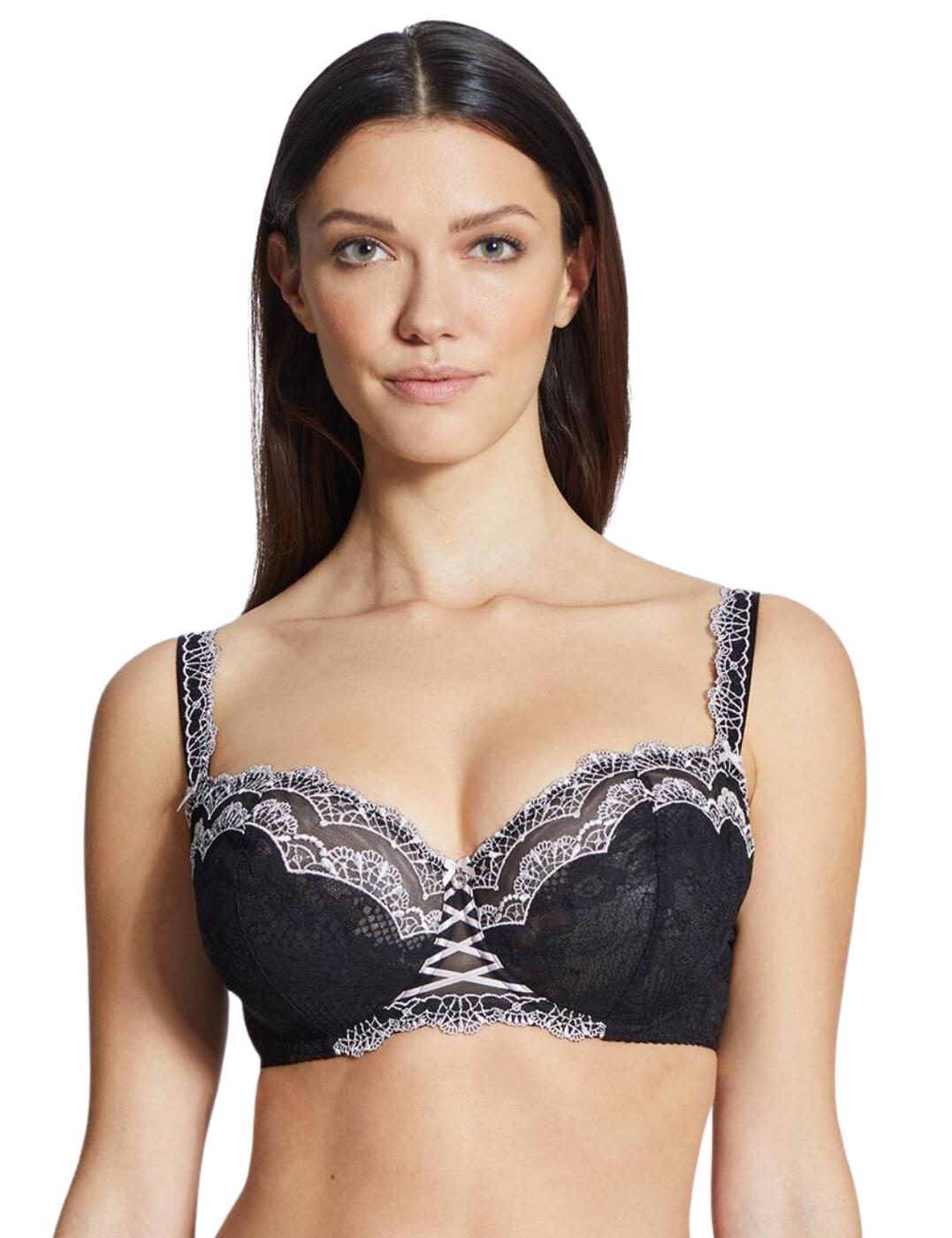 Hunkemoller Hallie lace and mesh non padded bra with tie up detail in  lavender