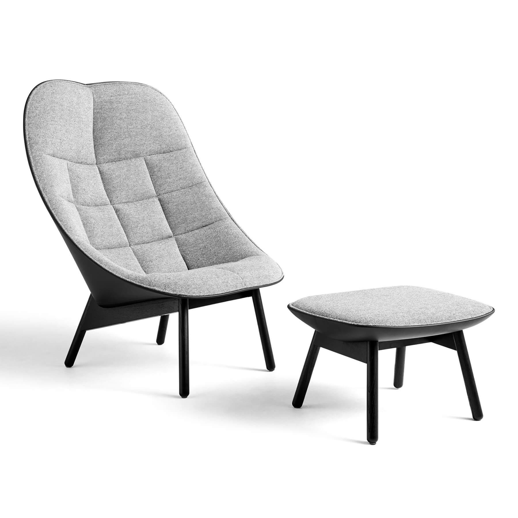 Hay Uchiwa Lounge Chair Quilted Hallingdal 126 Sierra Si1001 Black Oak Base With Ottoman Grey Designer Furniture From Holloways Of Ludlow