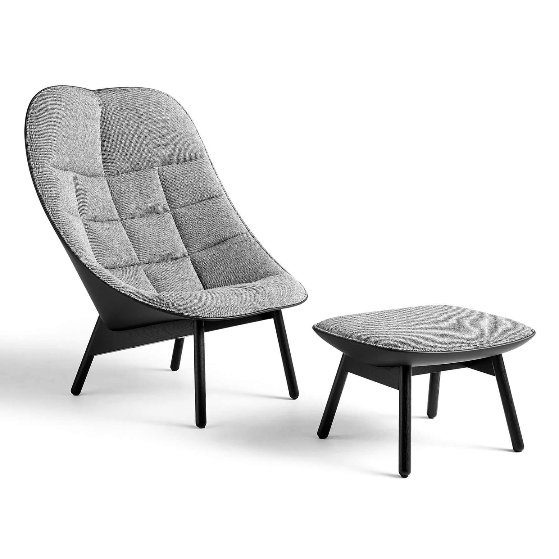 Hay Uchiwa Lounge Chair Quilted Hallingdal 166 Sierra Si1001 Black Oak Base With Ottoman Grey Designer Furniture From Holloways Of Ludlow