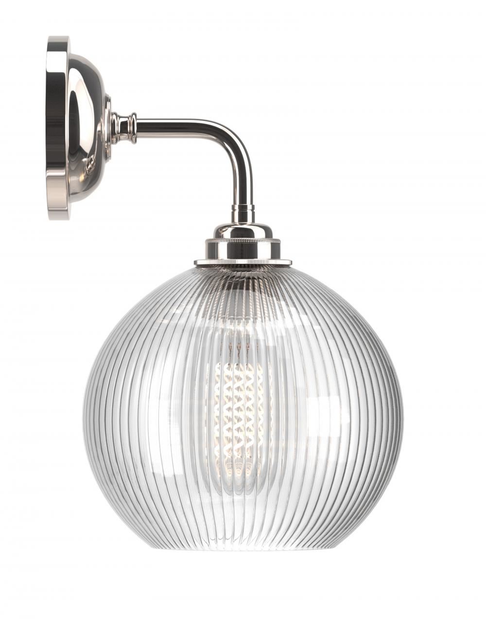 Hereford Globe Wall Light Skinny Ribbed Nickel