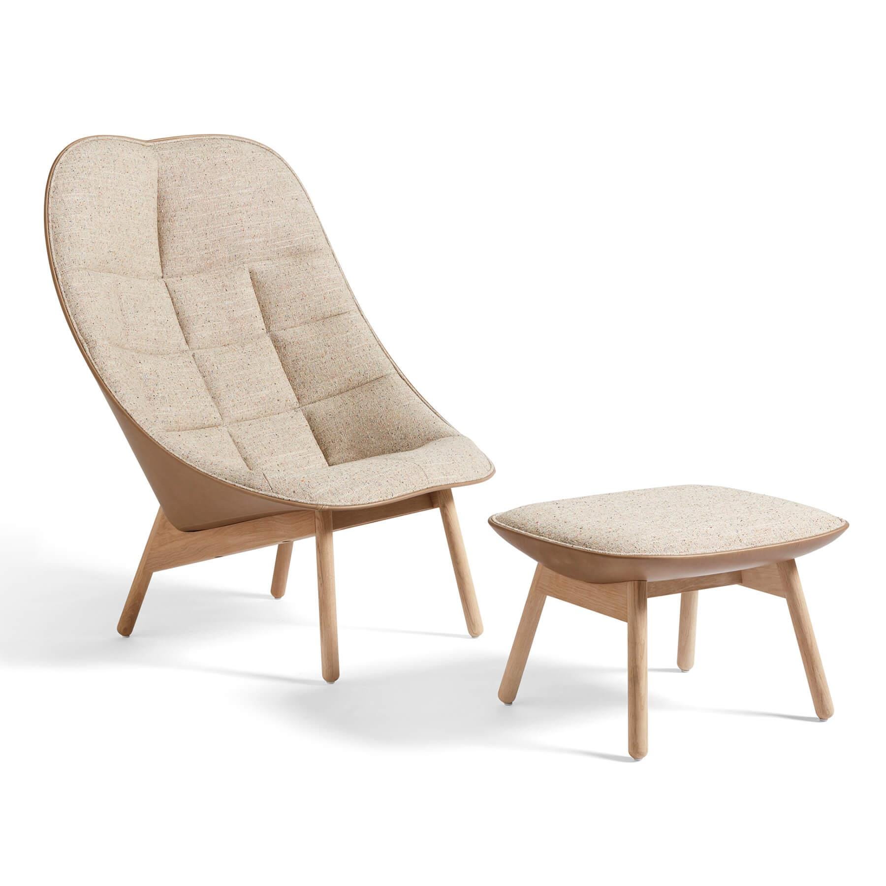 Hay Uchiwa Lounge Chair Quilted Bolgheri Lgg60 Sense Nougat Oak Base With Ottoman Cream Designer Furniture From Holloways Of Ludlow