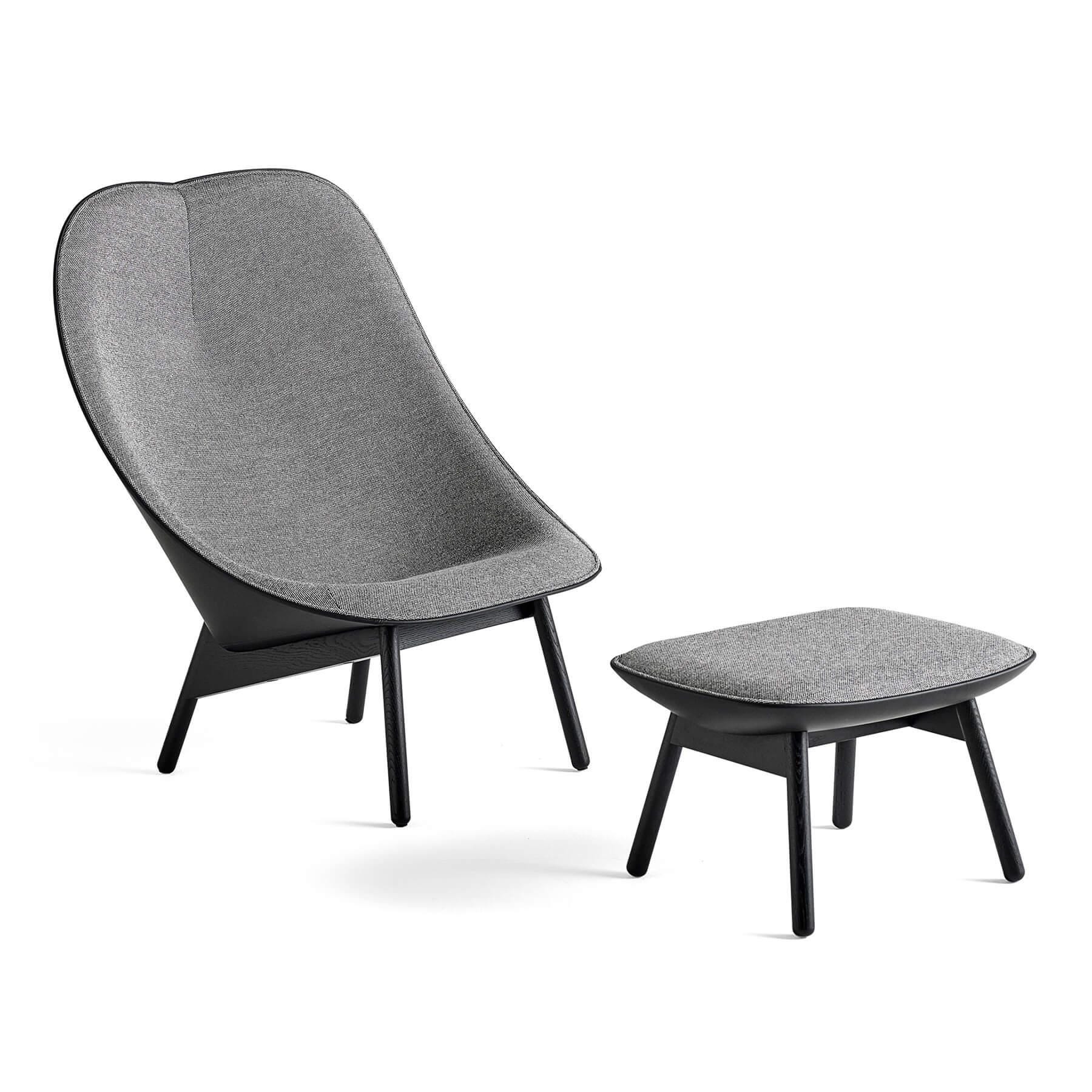 Hay Uchiwa Lounge Chair Standard Hallingdal 166 Sierra Si1001 Black Oak Base With Ottoman Grey Designer Furniture From Holloways Of Ludlow
