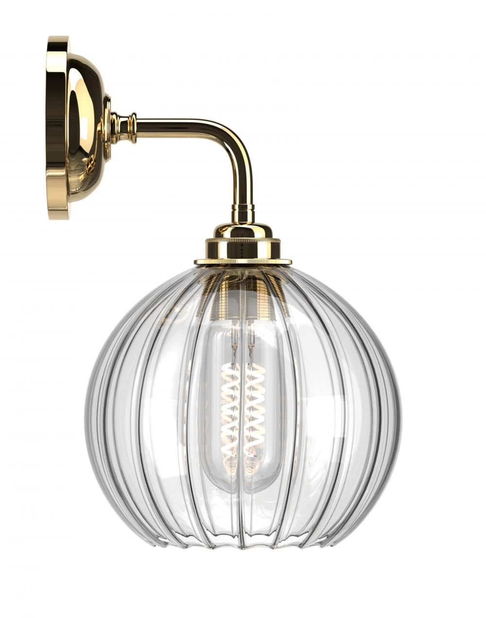 Hereford Globe Wall Light Ribbed Polished Brass