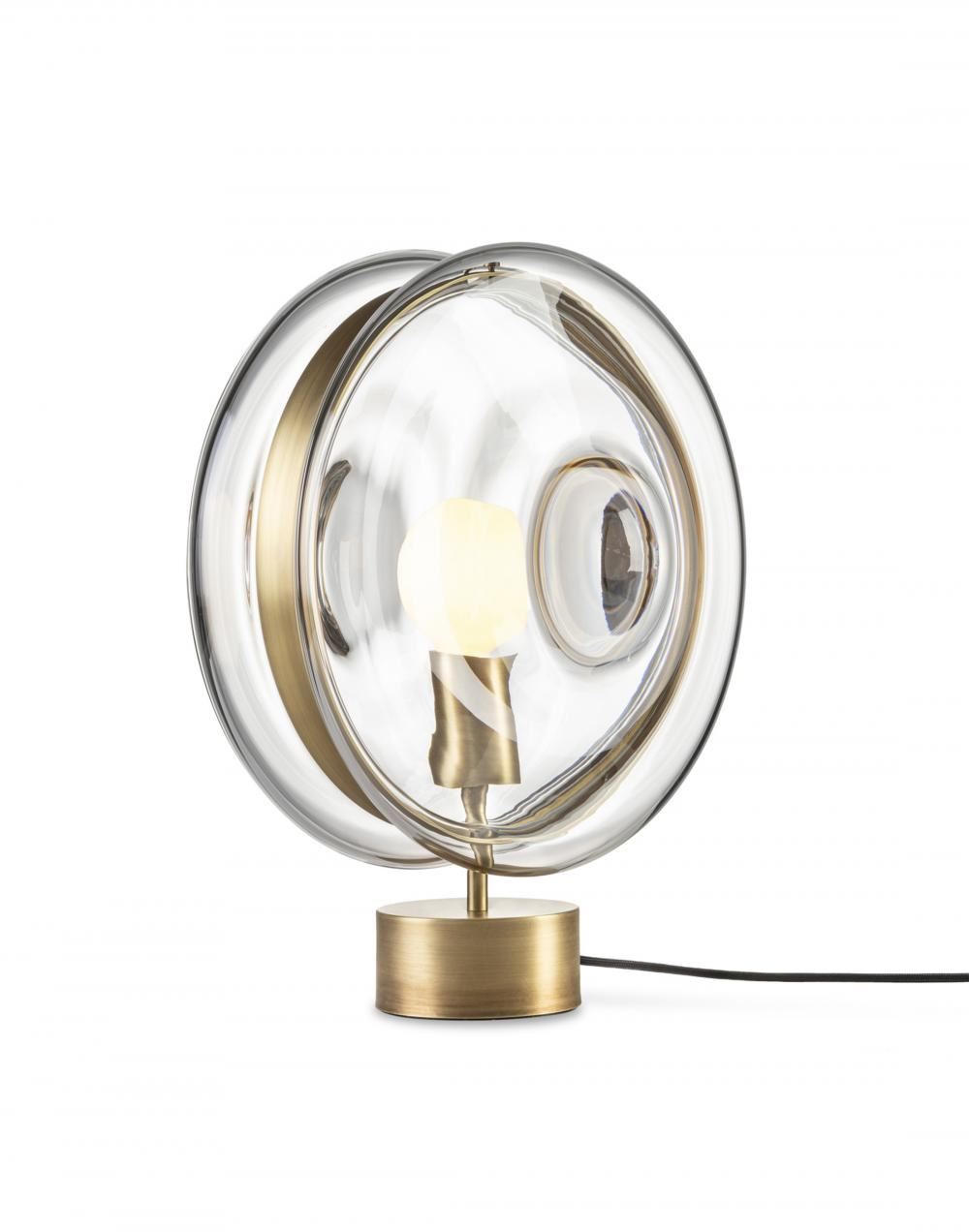 Orbital Table Light Clear Patina Brass