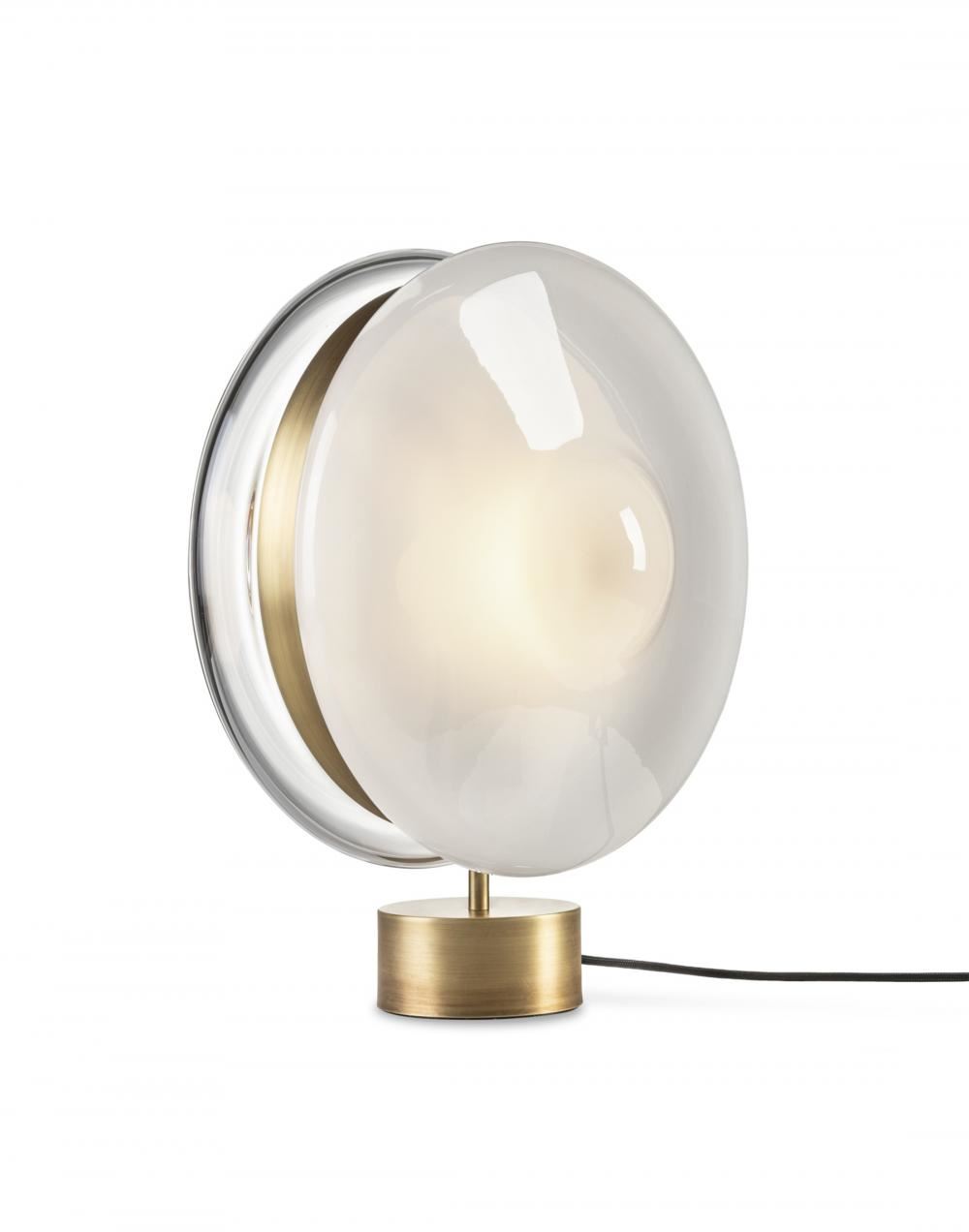 Orbital Table Light Polaris White Patina Brass