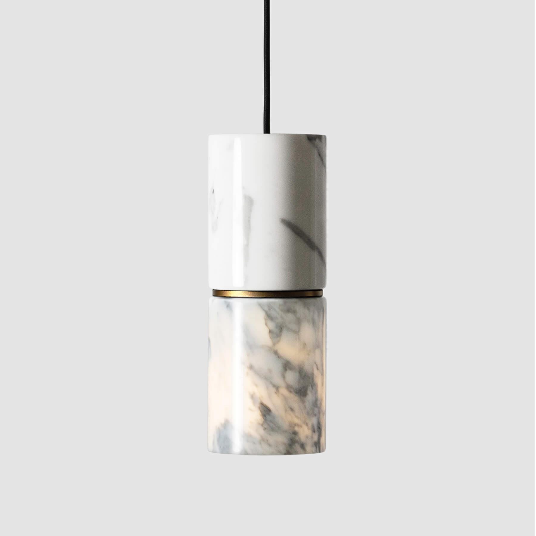 Bentu Design Ri Pendant Light Marble White Marble With Brass Detail Designer Pendant Lighting