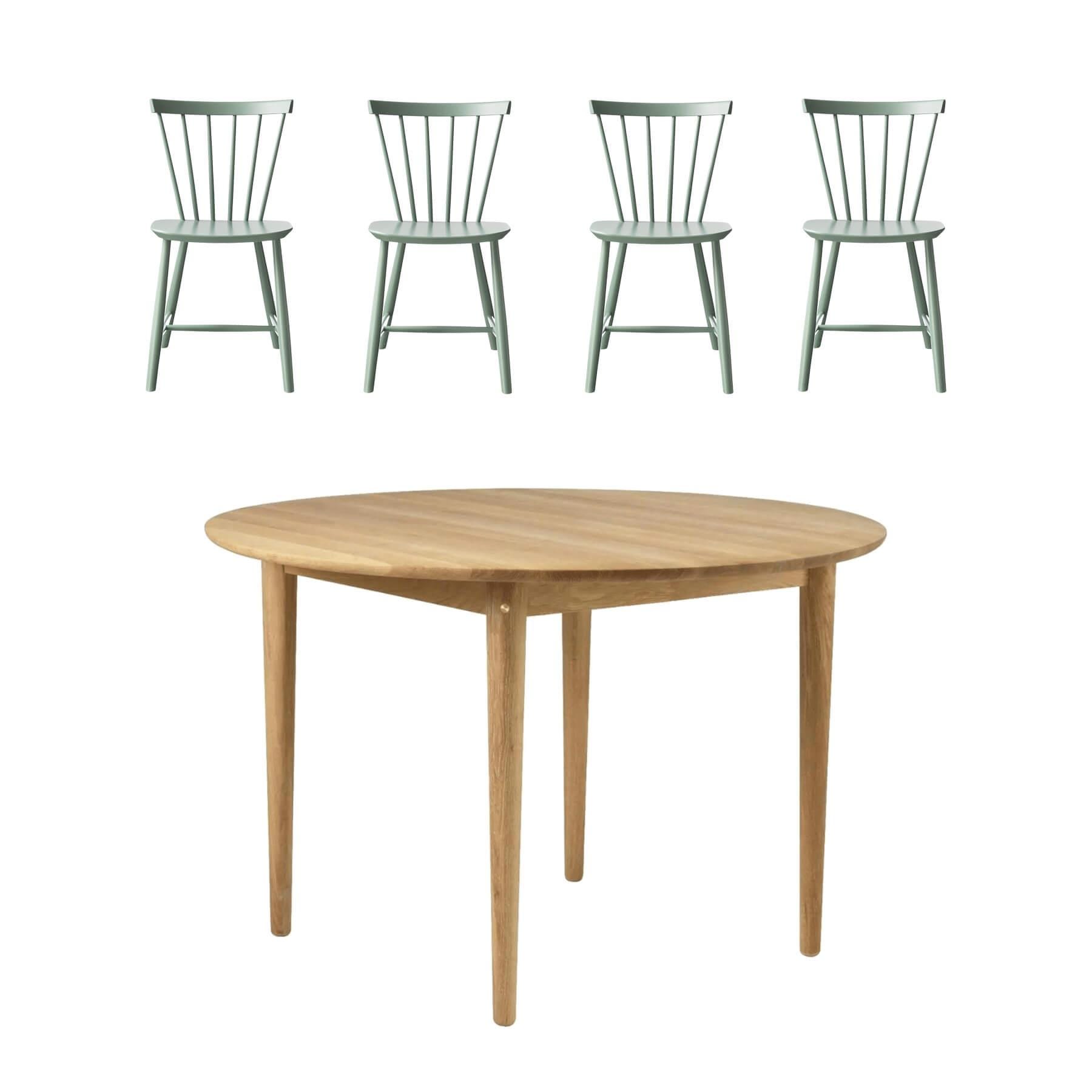 Fdb Mobler Round Kitchen Dining Table Bundle C62 J46 Dusty Green Designer Furniture From Holloways Of Ludlow