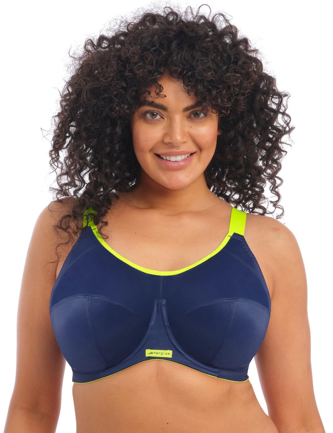The Elomi Energise Sports bra boasts underwired support, side support and 3-section cups for the ultimate fit for your next gym session. The unique non-compression design offers separation, shaping and the best support you can get for the fuller bust. For comfort and style, the bra is made from microfibre which helps keep moisture away from the skin and features microfibre-backed restricted stretch straps. There is also a J-hook fastening to convert the sports bra to a racerback by simply lengthening the straps and connecting the J-hook. Turn up the heat with this Elomi Energise sports bra!