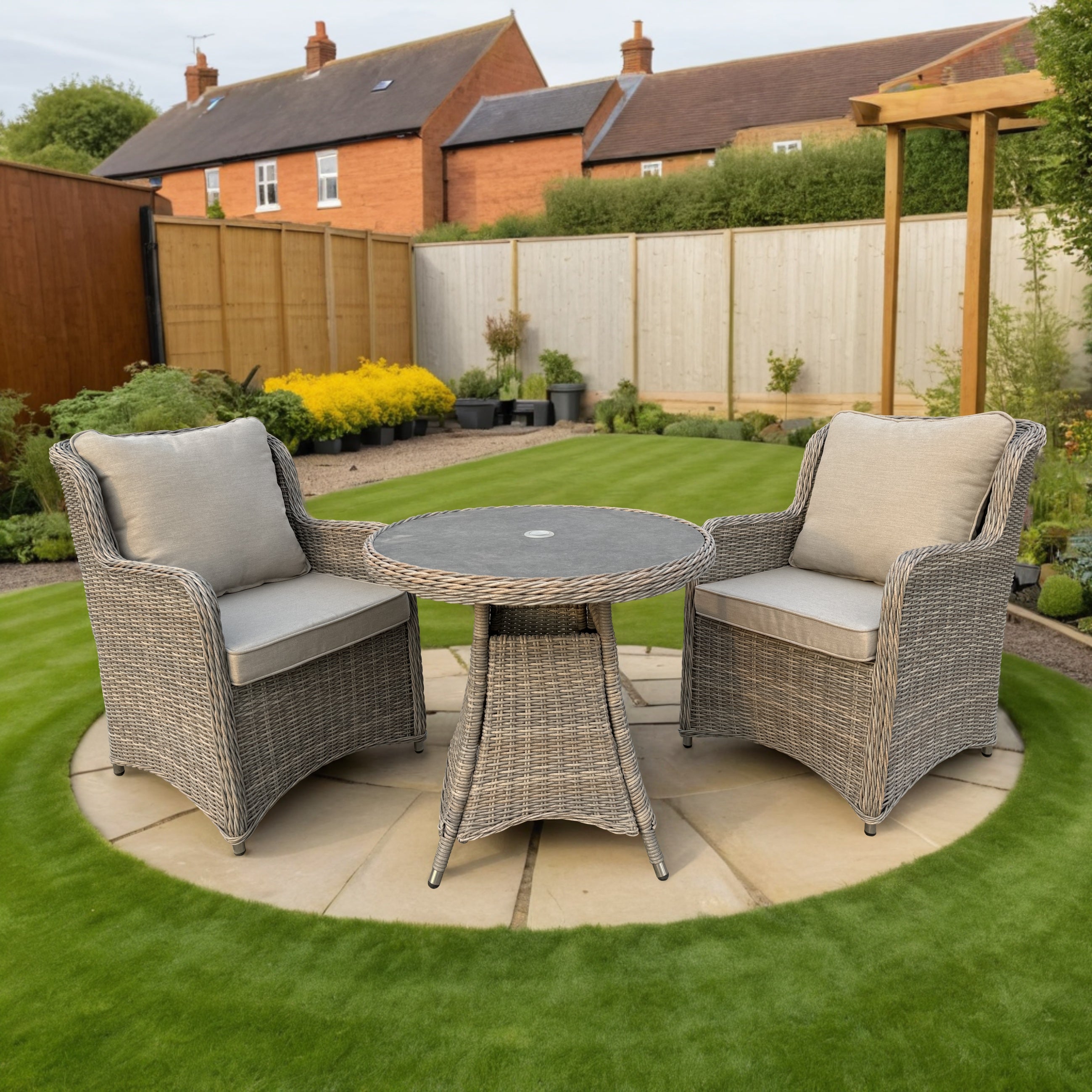 Bracken Outdoors Richmond 2 Seat Rattan Garden Furniture Bistro Set, Early May...