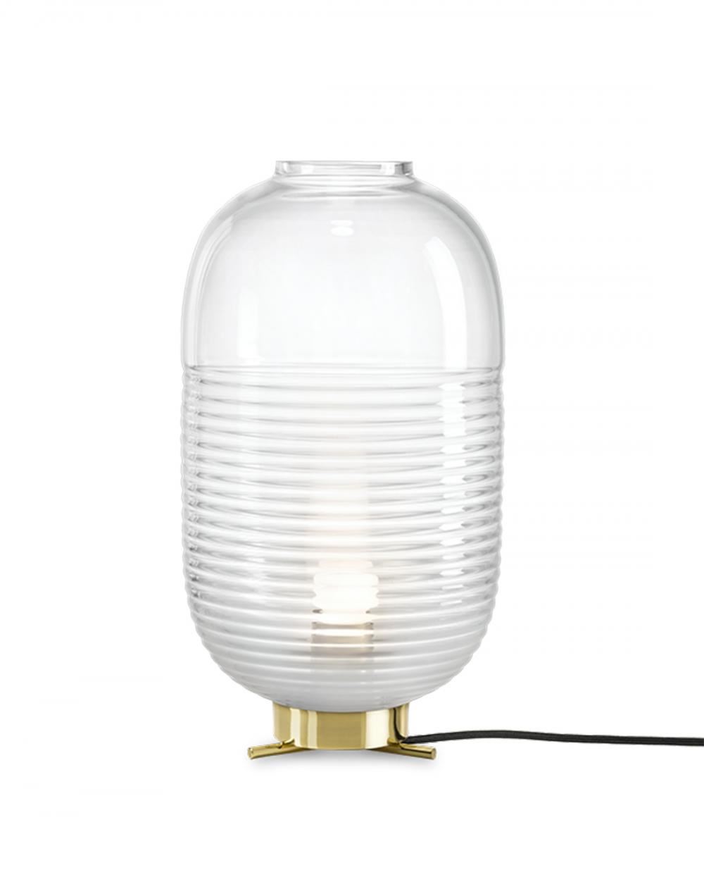 Lantern Table Light White Polished Brass