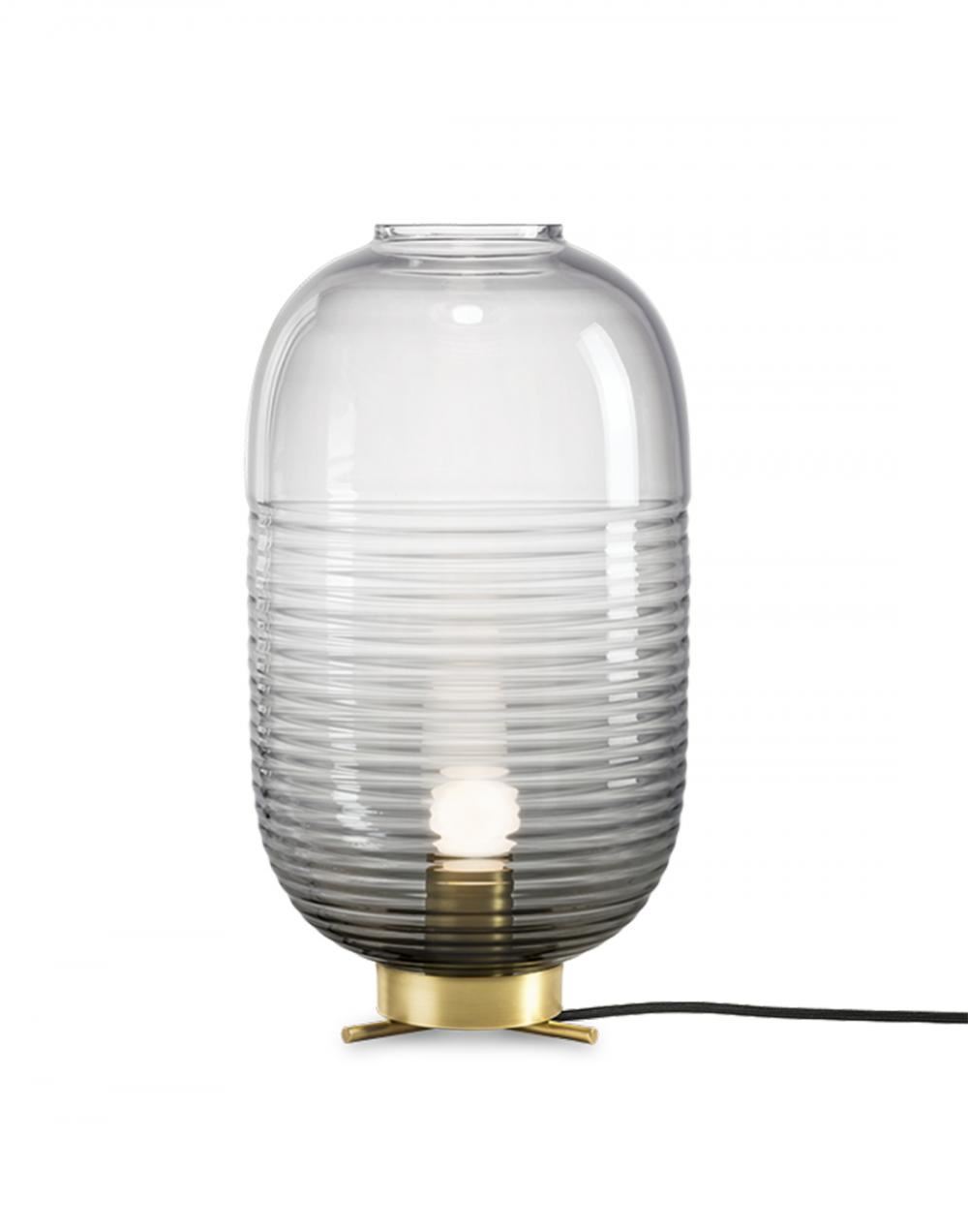 Lantern Table Light Smoke Grey Patina Brass