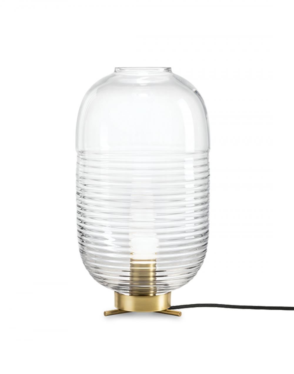 Lantern Table Light Clear Patina Brass