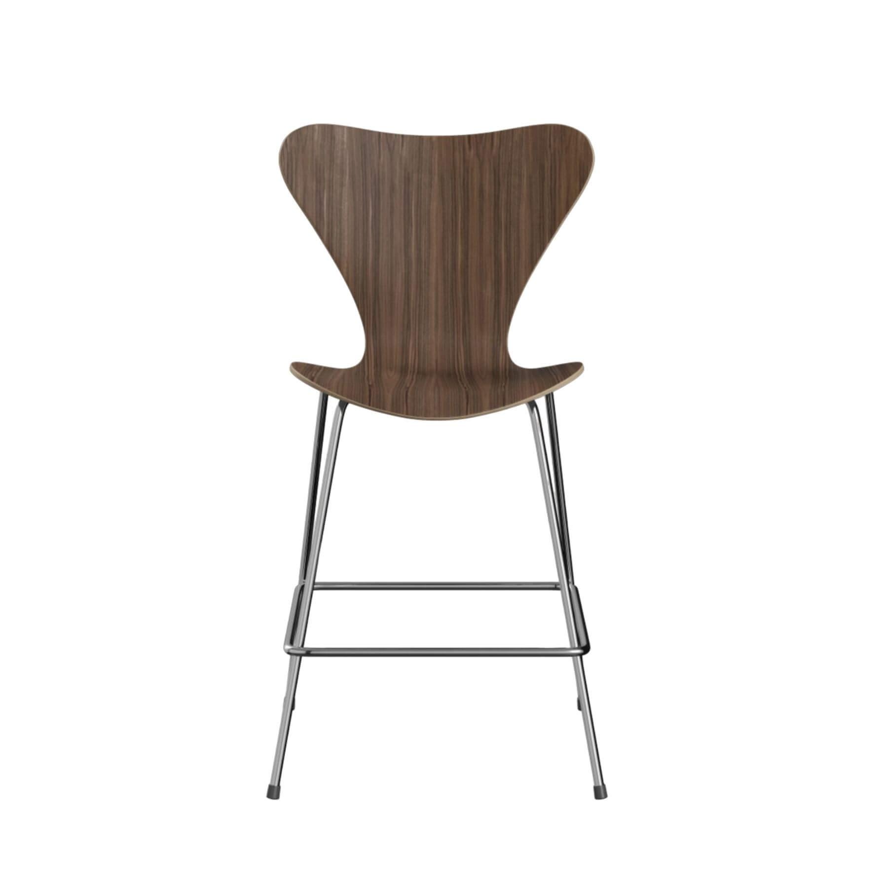 Fritz Hansen Series 7 Bar Stool Small Clear Walnut Dark Wood Designer Furniture From Holloways Of Ludlow