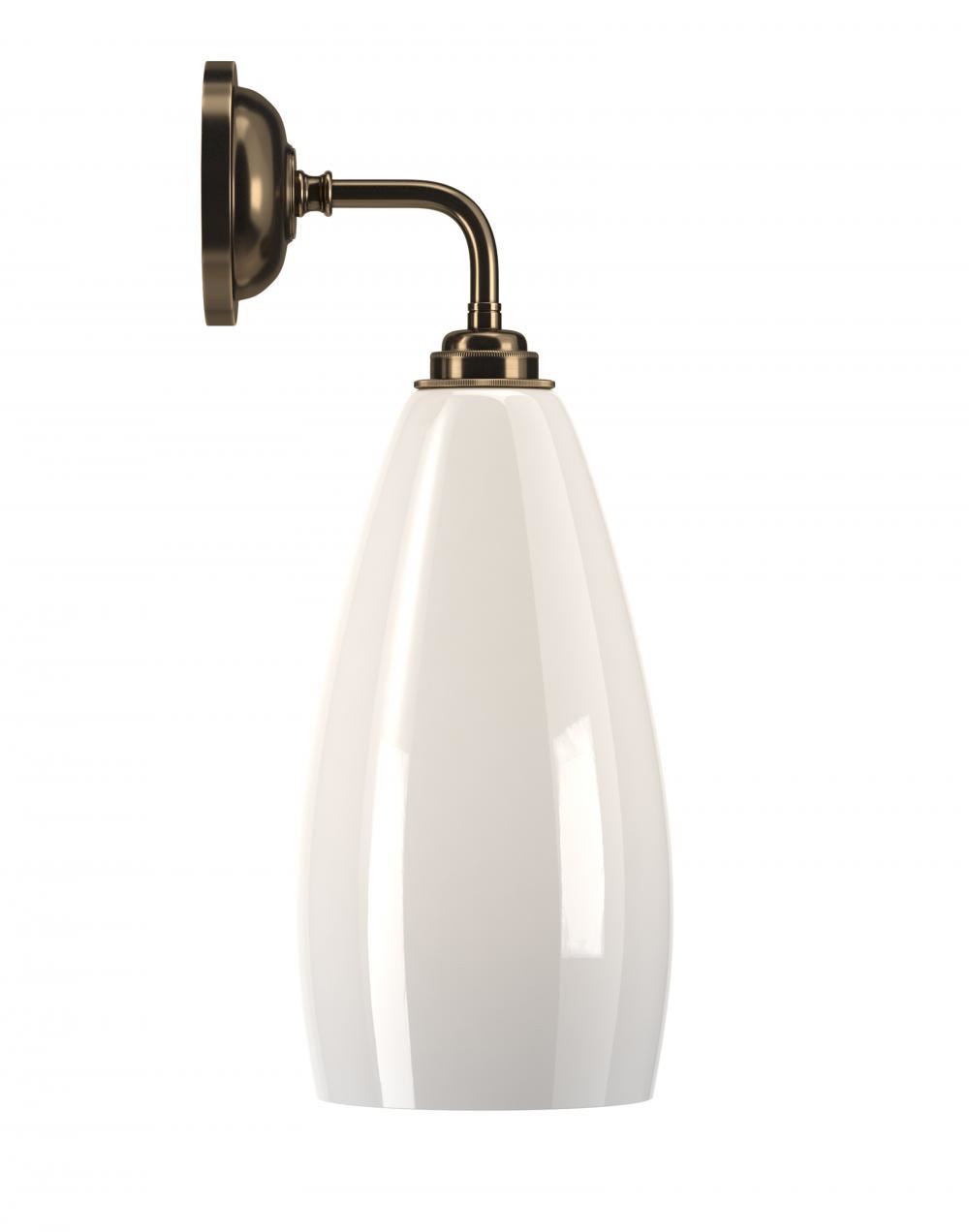 Upton Bathroom Wall Light White Antique Brass