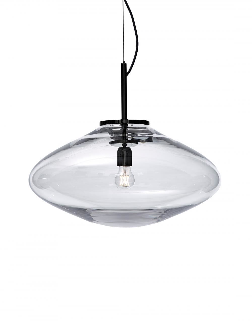 Bomma Disc Pendant Clear Shade With Black Fittings Designer Pendant Lighting