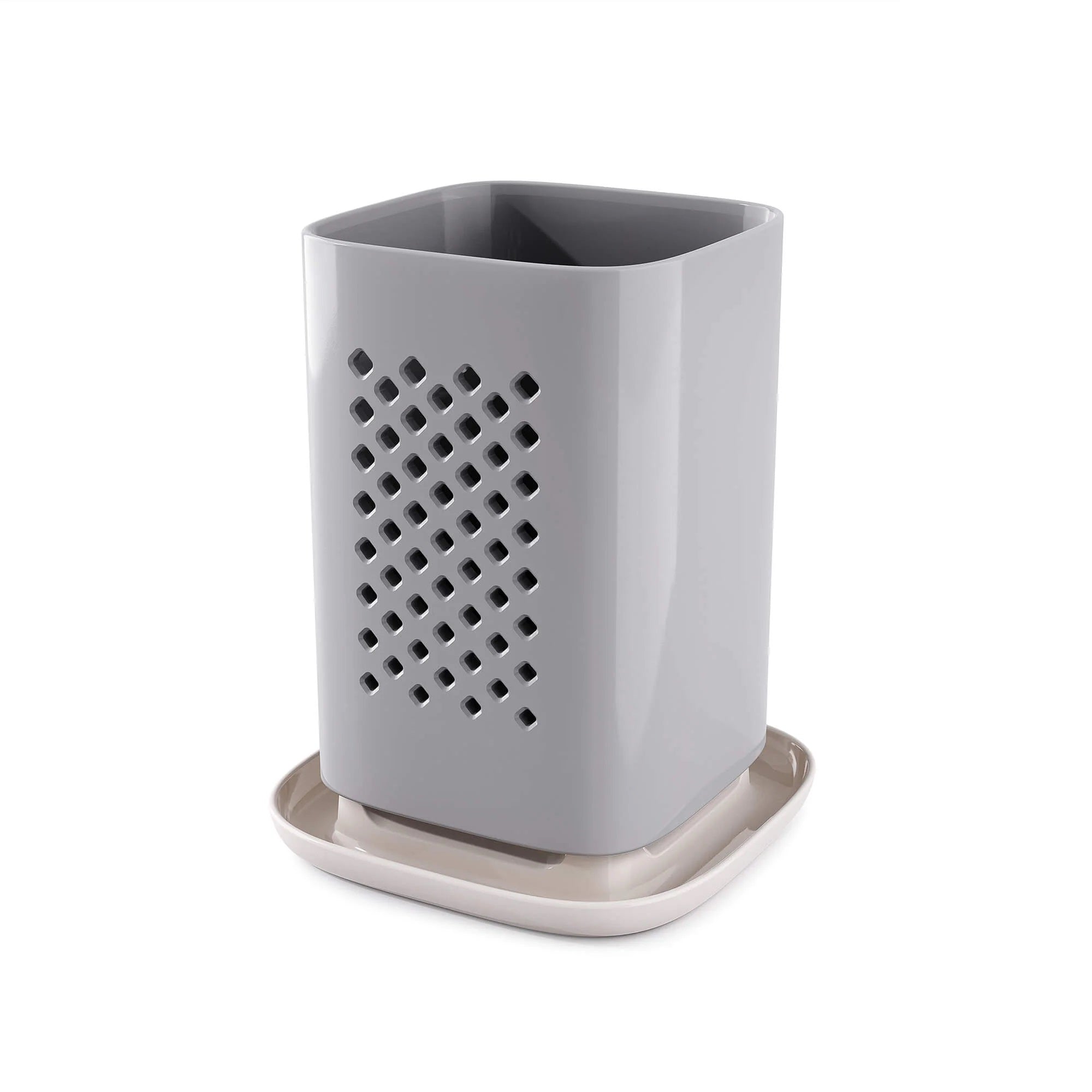 Melamine Cutlery Drainer/Utensil Pot with Cream Base Grey