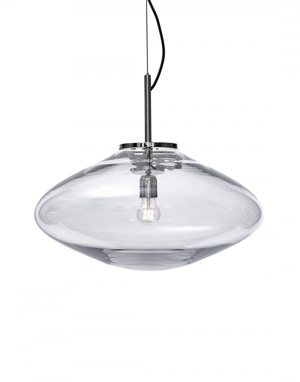 Bomma Disc Pendant Clear Shade With Nickel Fittings Designer Pendant Lighting