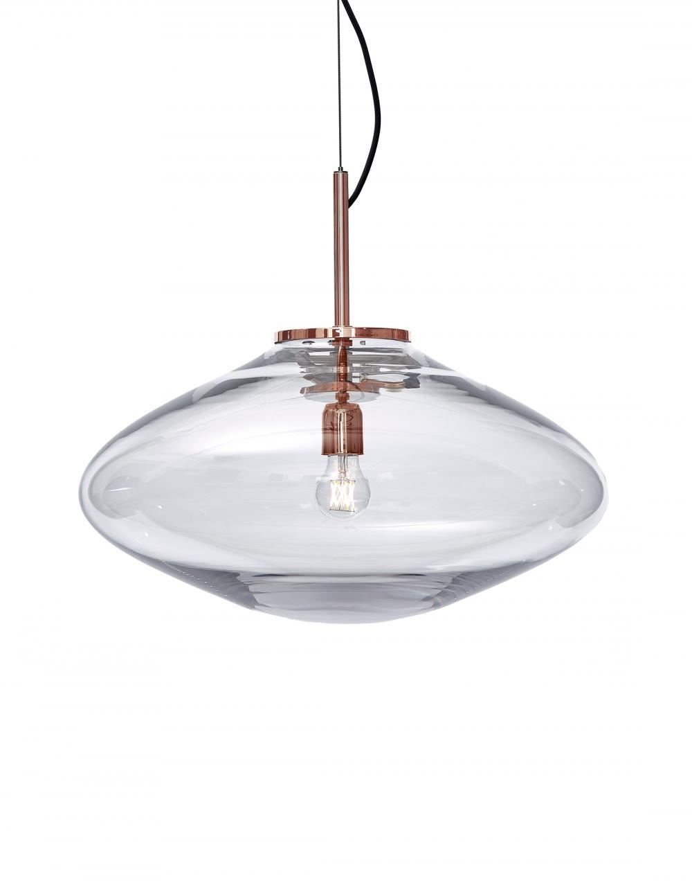 Bomma Disc Pendant Clear Shade With Copper Fittings Designer Pendant Lighting