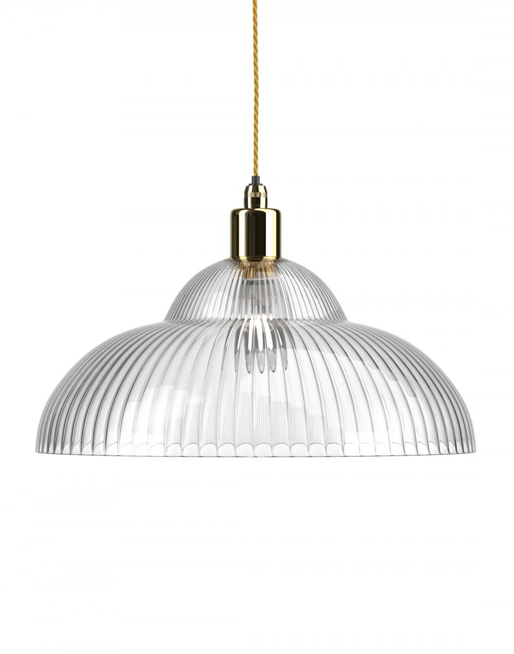 Fritz Fryer Wye Valley Bathroom Pendant Skinny Ribbed Polished Brass Bathroom Lighting Clear Designer Pendant Lighting