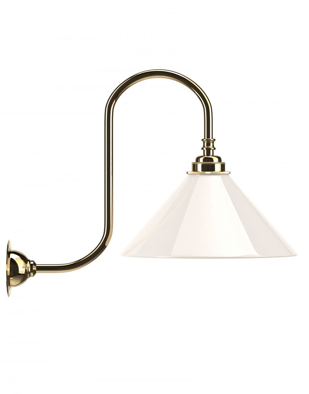Hay Swan Neck Wall Light White Polished Brass