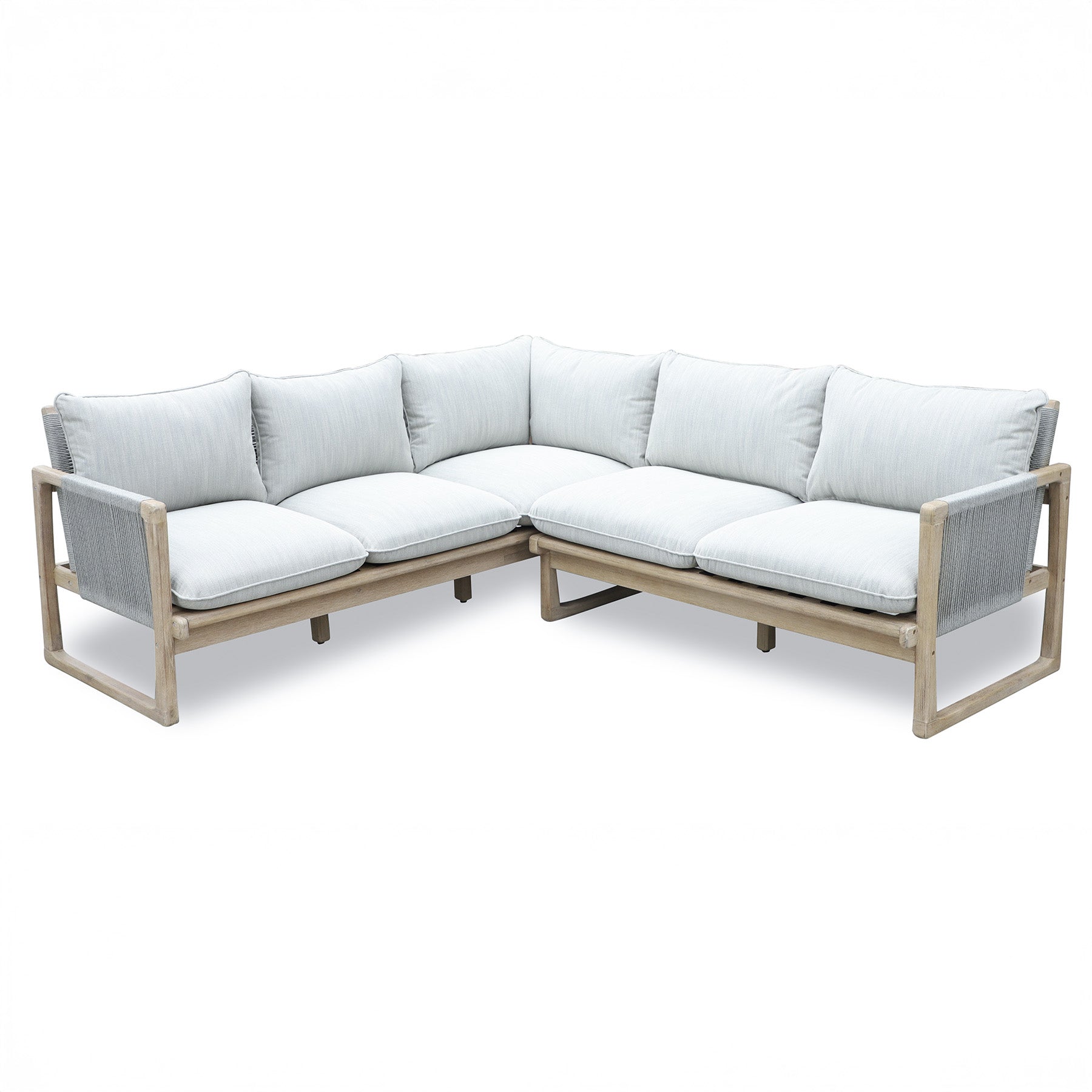 Bracken Outdoors Burford Rope Wooden Square Corner Sofa Garden Furniture Set with Coffee Table