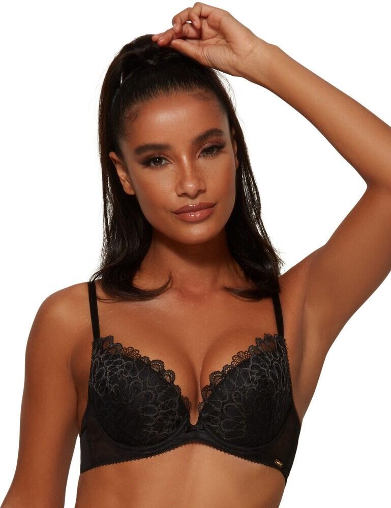 This stunningly subtle bra from the Swirl collection at Gossard is bringing everything you need for a sensual everyday bra. Featuring a high shine, matte finish stretch lace on the cups with scalloped edging on the neckline, this bra is an exquisite view. The deep plunge neckline makes for great cleavage and the padding in the cups accentuate that even more. Smaller cup sizes offer removable cup padding for an extra boost. This sophisticated look is finished with adjustable straps and small hook and eye closure for support.  Subtle and sophisticated everyday bra Stretch lace with scalloped edging Deep plunge neckline Padded, underwired cups A-D cups offer a removable cup padding for an extra boost Adjustable straps Small hook and eye closure Composition: 70% Polyamide &pipe; 18% Polyester &pipe; 12% Elastane Listed in UK sizes  48395-87914-1187144 17801 Plunge Bra