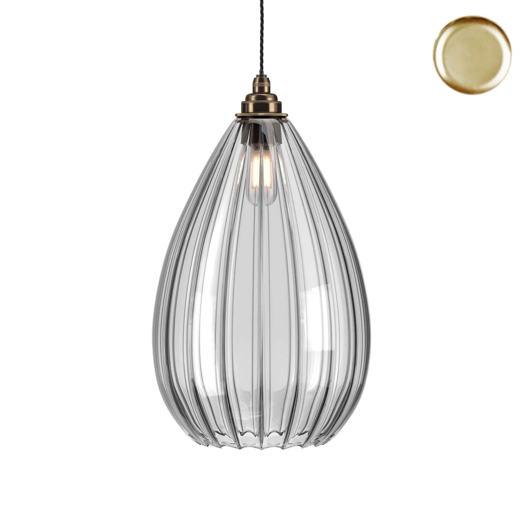 Fritz Fryer Wellington Bathroom Pendant Ribbed Polished Brass Bathroom Lighting Clear Designer Pendant Lighting