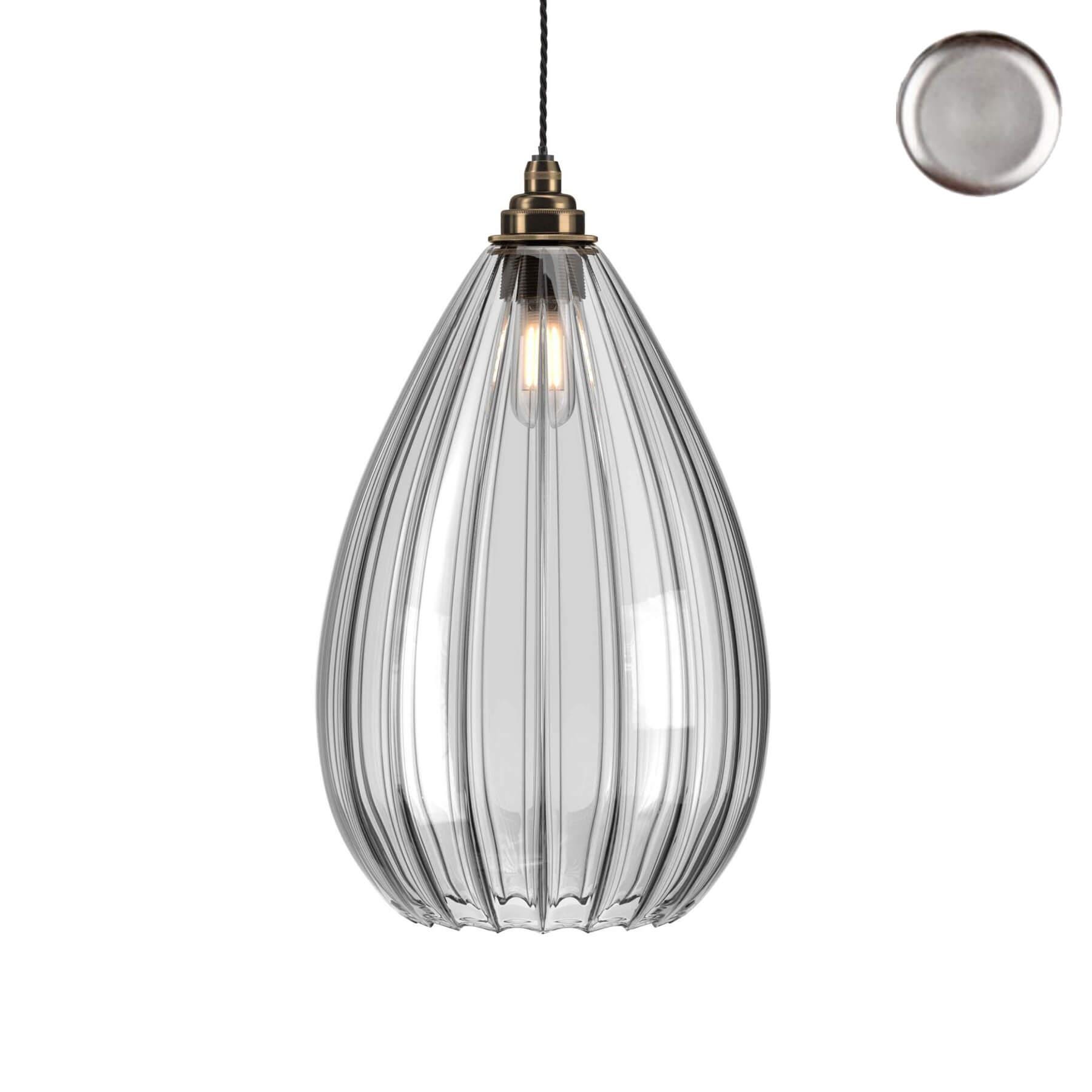 Fritz Fryer Wellington Bathroom Pendant Ribbed Nickel Bathroom Lighting Clear Designer Pendant Lighting