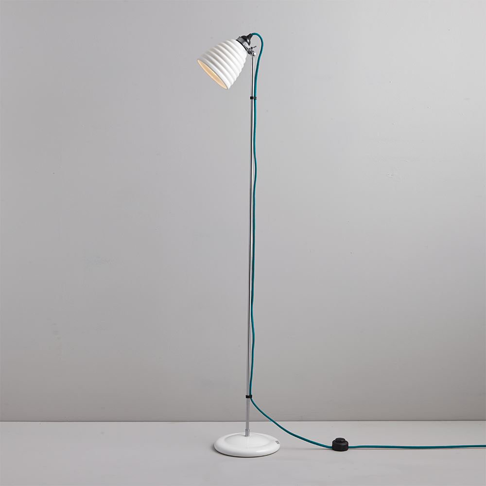 Hector Bibendum Floor Light Natural White With Turquoise Braided Cable