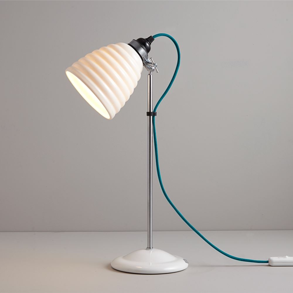 Hector Bibendum Table Light Natural White With Turquoise Cable
