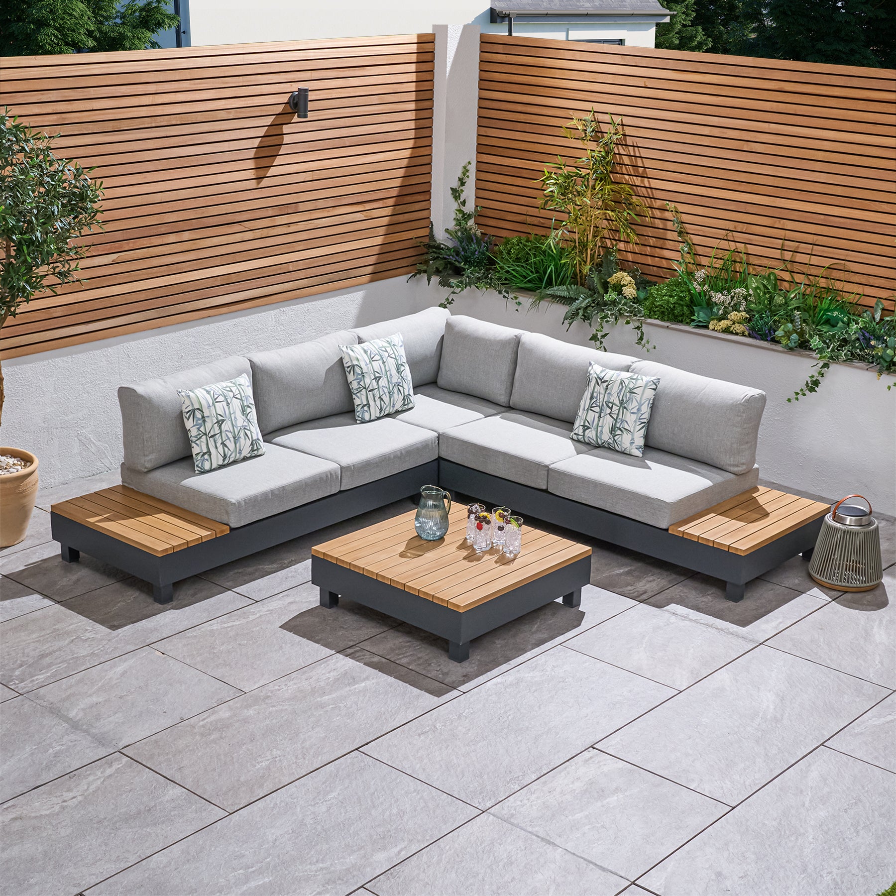 Bracken Outdoors Aruba Aluminium Square Corner Sofa Lounge Set with Coffee Table