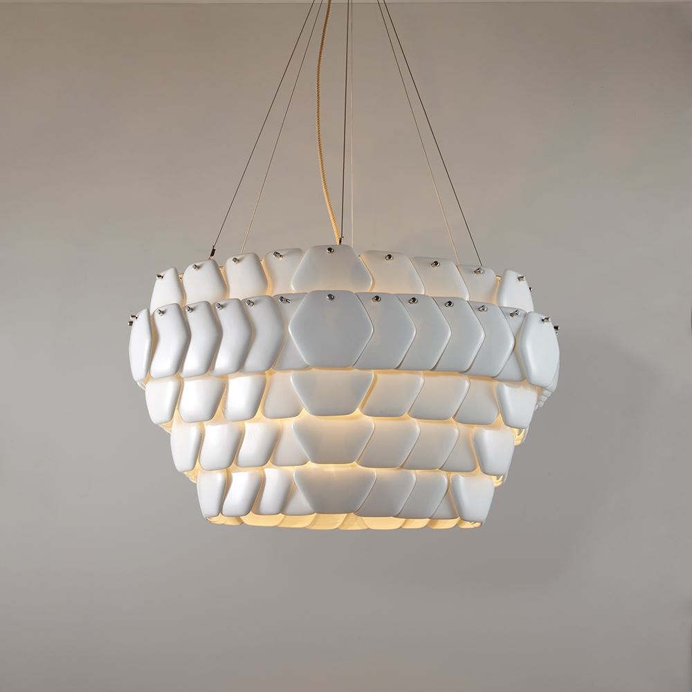 Original Btc Cranton Pendant Sand And Taupe Braided Cable Hexagonal White Designer Pendant Lighting